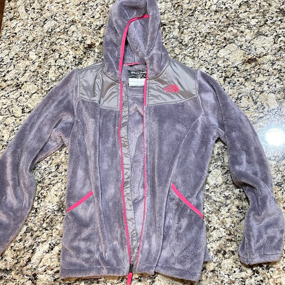 The NorthFace Grey and Pink Fleece Jacket
